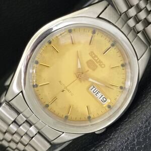Seiko Gold Dial Silver Bracelet Watch